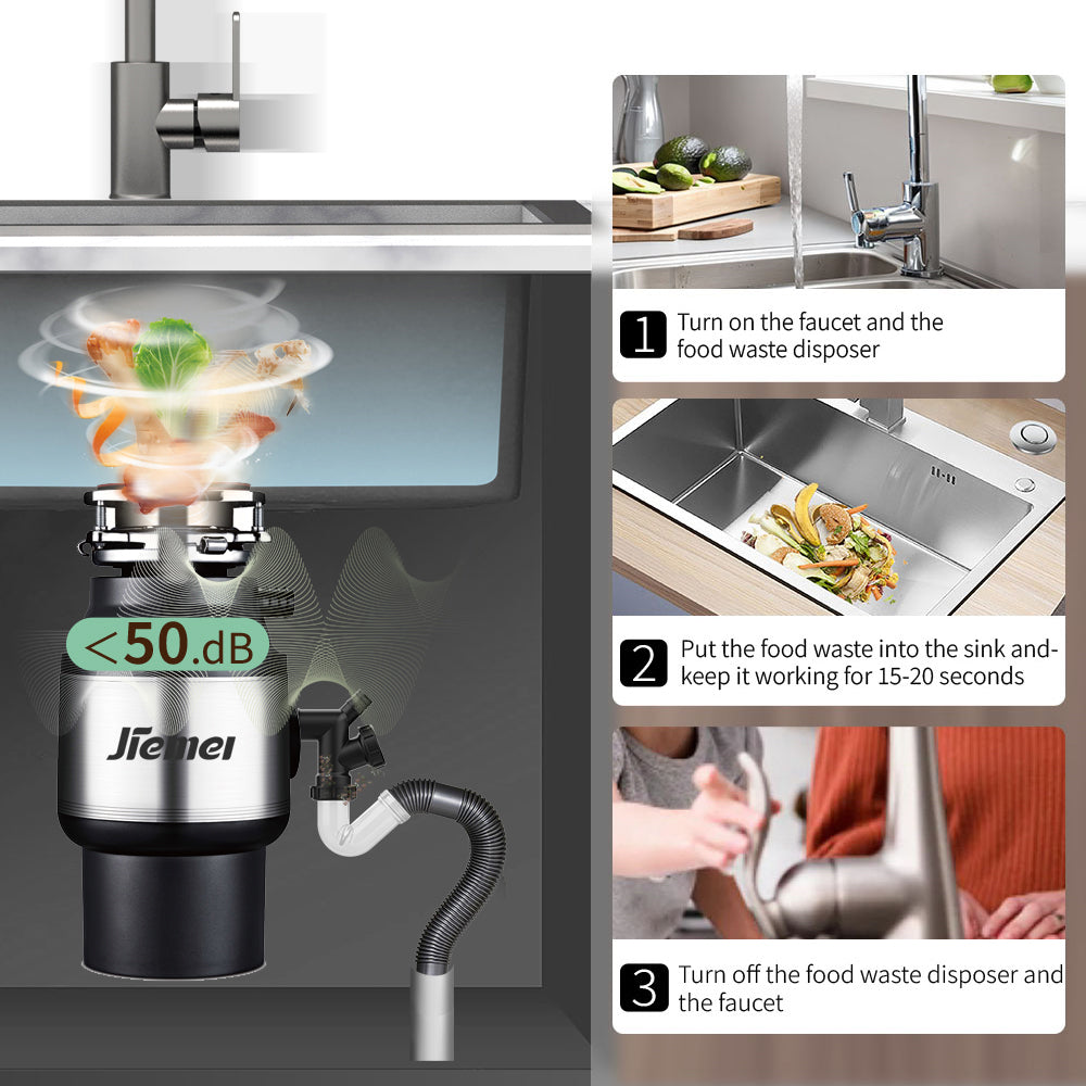 Jiemei 1/2 3/4 1 HP Continuous Feed Electric Kitchen Food Waste Disposer -HSJ Series