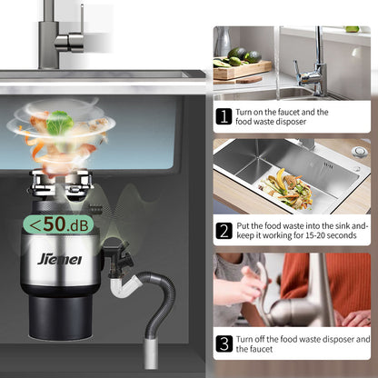 Jiemei 1/2 3/4 1 HP Continuous Feed Electric Kitchen Food Waste Disposer -HSJ Series