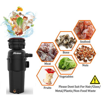 Jiemei 1/2 3/4 1 HP Continuous Feed Electric Kitchen Food Waste Disposer -JMD Series