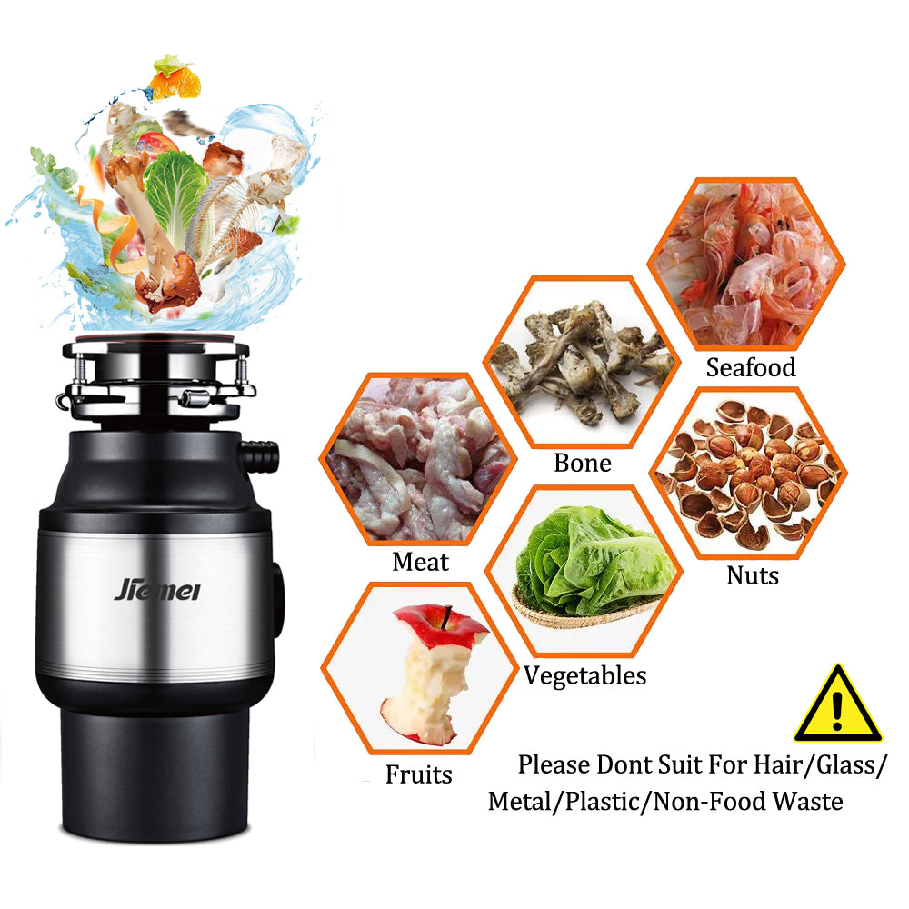 Jiemei 1/2 3/4 1 HP Continuous Feed Electric Kitchen Food Waste Disposer -HSJ Series