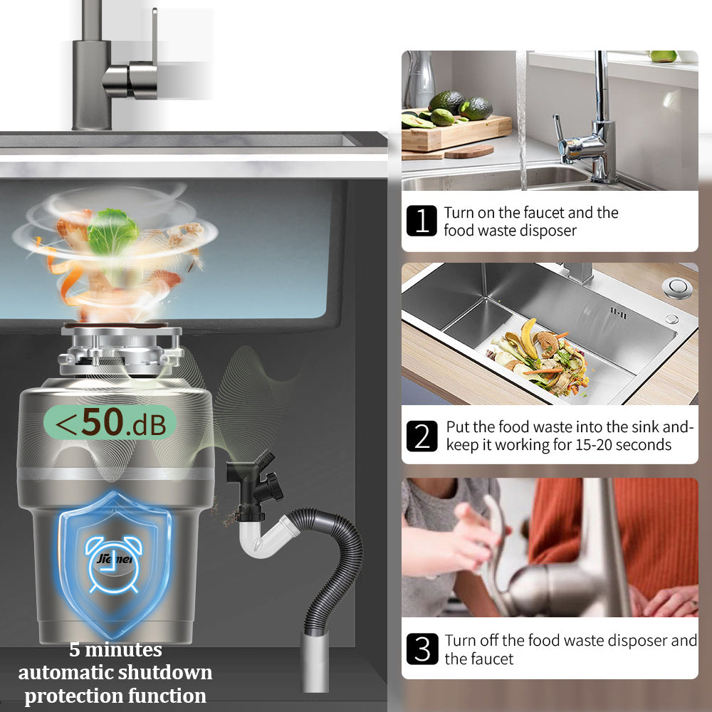 Jiemei 3/4 HP Kitchen Food Waste Disposer -L9 Series