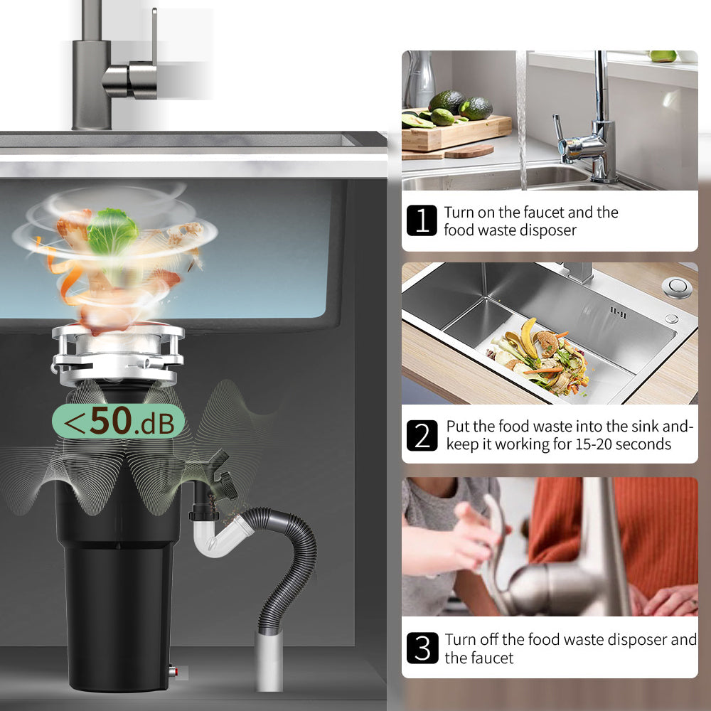 Jiemei 1/2 3/4 1 HP Stainless Steel Continuous Feed Electric Kitchen Food Waste Disposer -JMD-75 Series