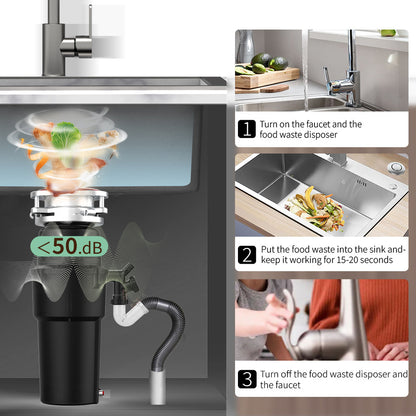 Jiemei 1/2 3/4 1 HP Stainless Steel Continuous Feed Electric Kitchen Food Waste Disposer -JMD-75 Series