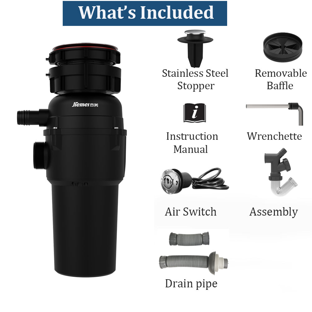 Jiemei 1/2 3/4 1 HP Continuous Feed Electric Kitchen Food Waste Disposer -JMD Series