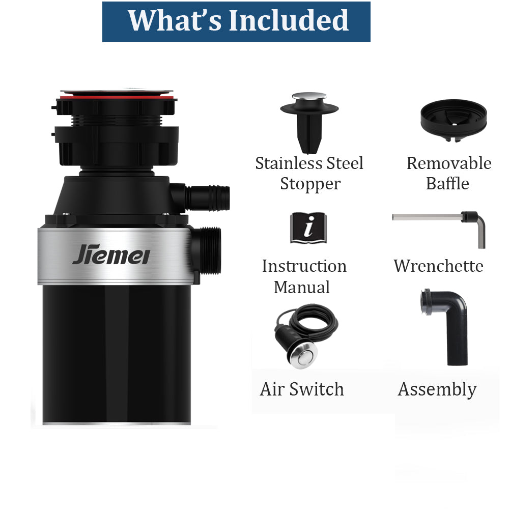 Jiemei 1/2 3/4 1 HP Continuous Feed Electric Kitchen Food Waste Disposer -F1 Series