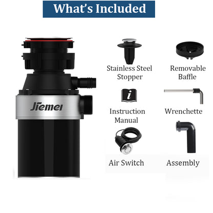 Jiemei 1/2 3/4 1 HP Continuous Feed Electric Kitchen Food Waste Disposer -F1 Series