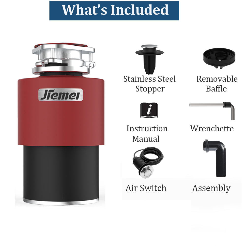 Jiemei 1/2 3/4 1 HP Continuous Feed Electric Kitchen Food Waste Disposer -P10 Series