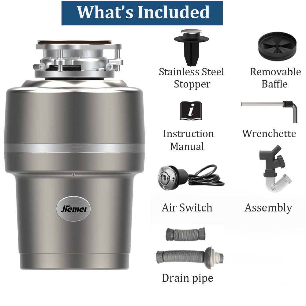 Jiemei 3/4 HP Kitchen Food Waste Disposer -L9 Series