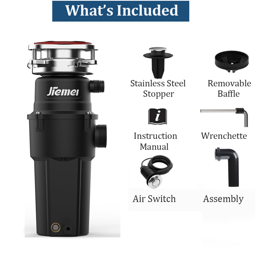 Jiemei 1/2 3/4 1 HP Stainless Steel Continuous Feed Electric Kitchen Food Waste Disposer -JMD-75 Series